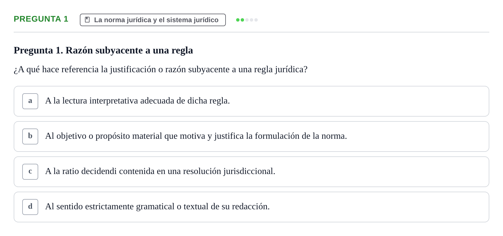 Enunciado: Pregunta 1 · Fundamentos del Derecho UB Examen de Teoría del Derecho