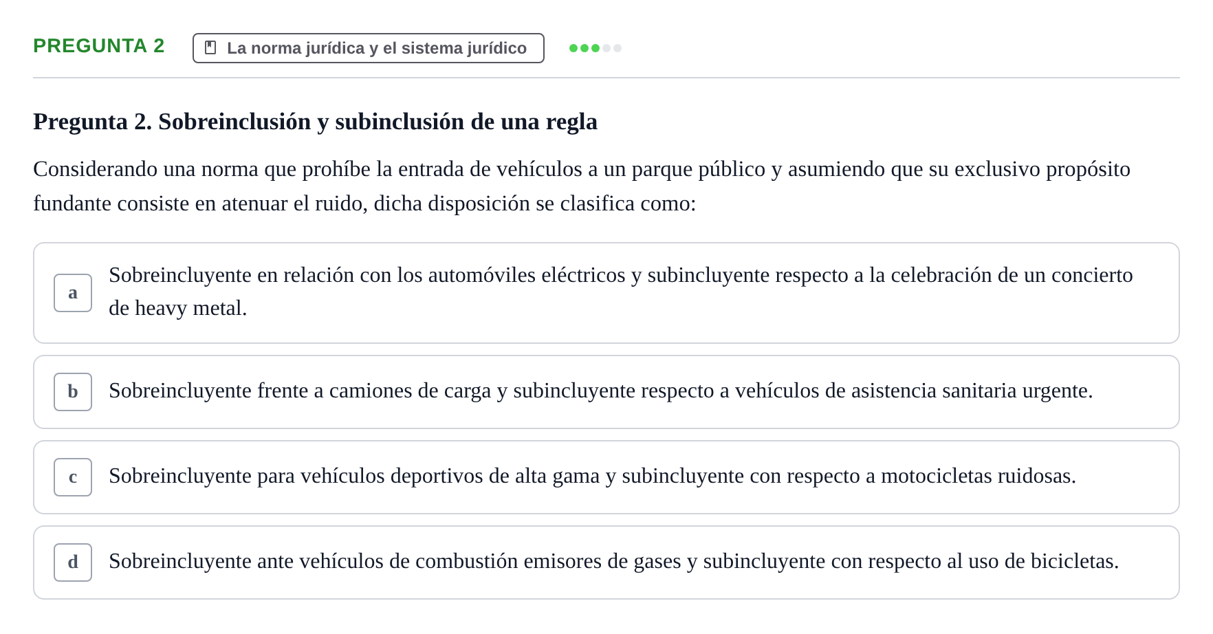 Enunciado: Pregunta 2 · Fundamentos del Derecho UB Examen de Teoría del Derecho