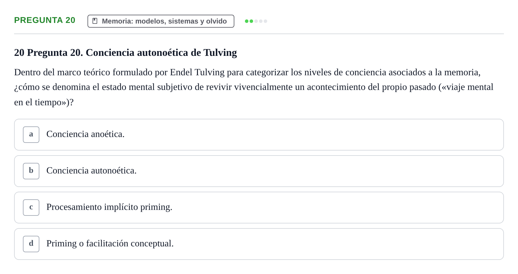 Enunciado: Pregunta 20