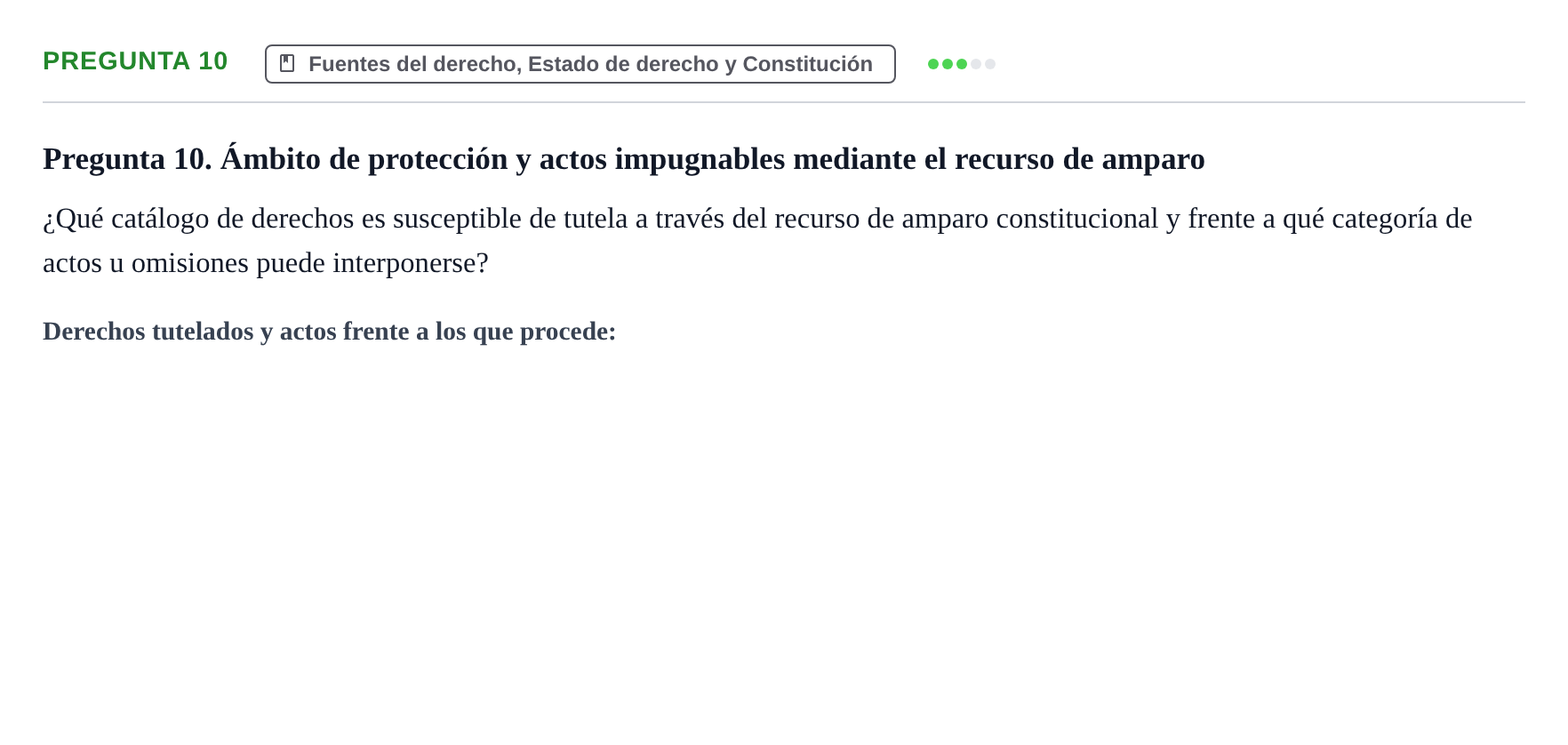 Enunciado: Pregunta 10 · Principios e Instituciones Constitucionales UB Cuestionario de evaluación: Fundamentos de Derecho Constitucional
