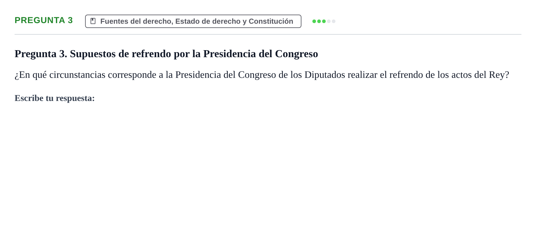 Enunciado: Pregunta 3 · Principios e Instituciones Constitucionales UB Cuestionario de evaluación: Fundamentos de Derecho Constitucional