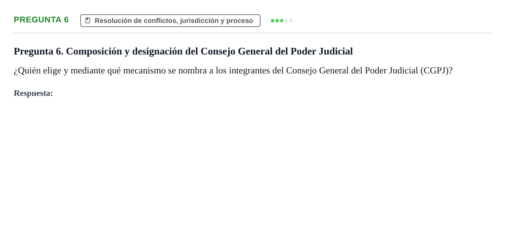 Enunciado: Pregunta 6 · Principios e Instituciones Constitucionales UB Cuestionario de evaluación: Fundamentos de Derecho Constitucional