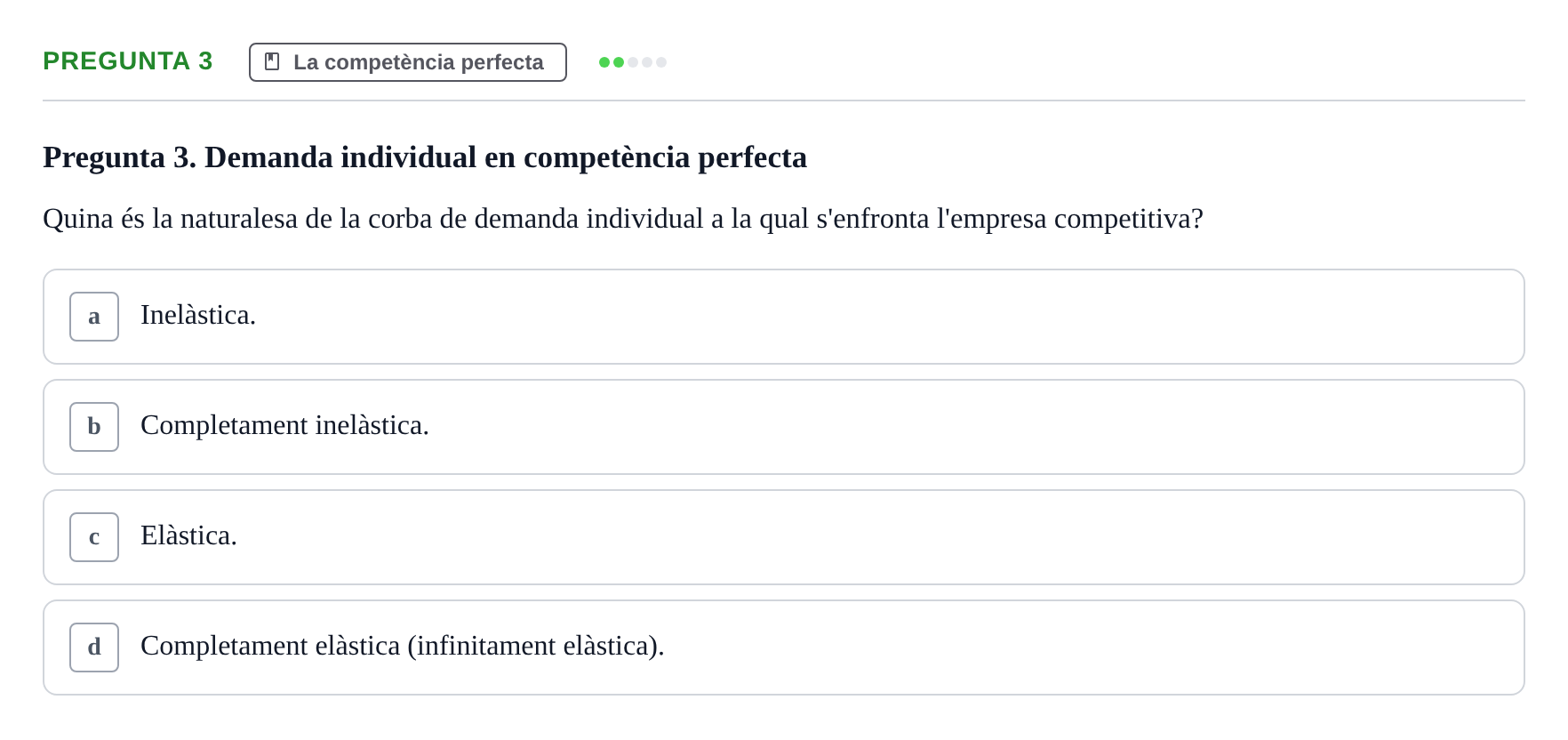 Enunciado: Pregunta 3 · Economía URV Avaluació continuada: Estructures de mercat