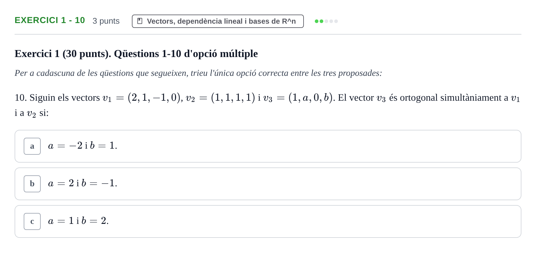 Enunciado: Exercici 1 - 10 · Matemáticas I URV 2018