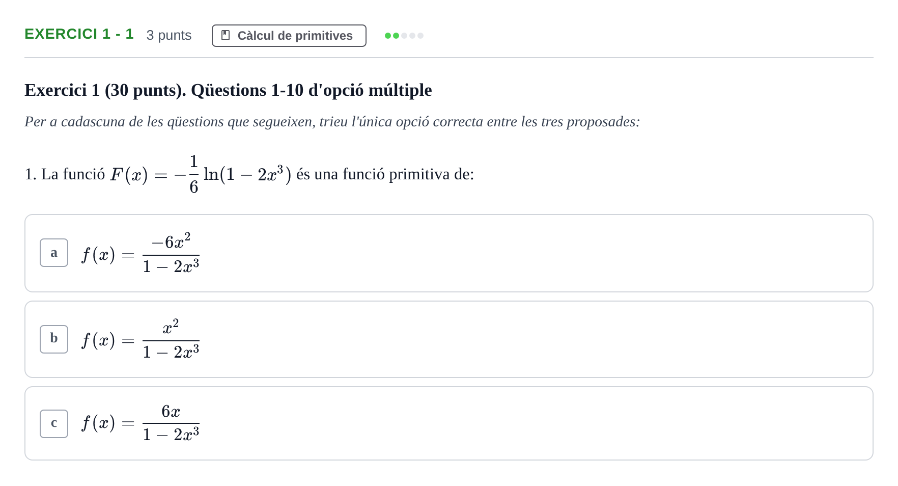Enunciado: Exercici 1 - 1 · Matemáticas I URV 2018