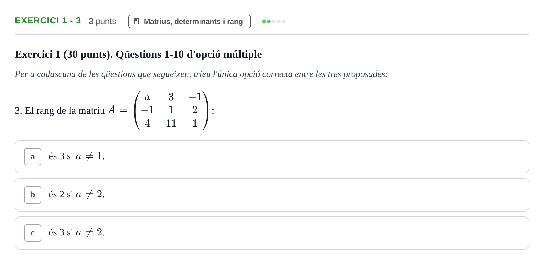 Enunciado: Exercici 1 - 3 · Matemáticas I URV 2018