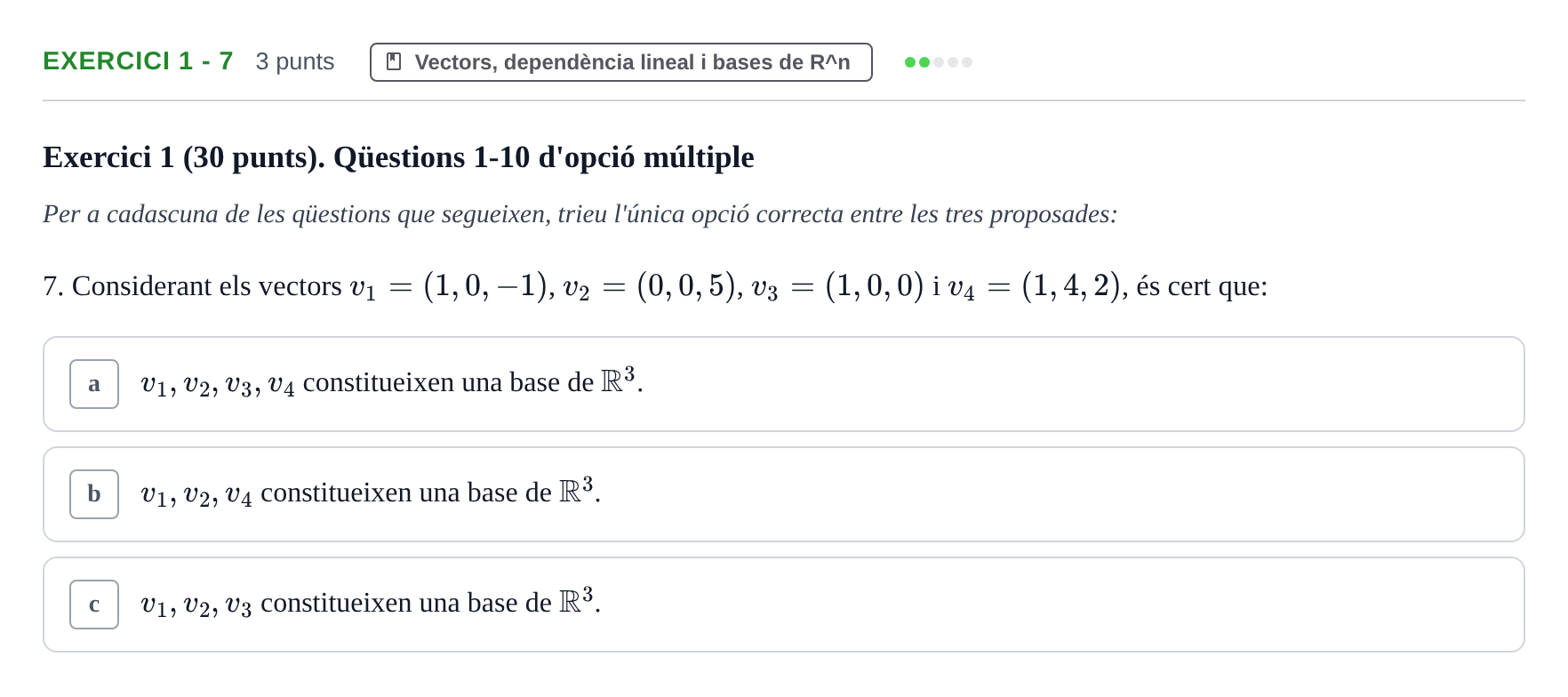 Enunciado: Exercici 1 - 7 · Matemáticas I URV 2018
