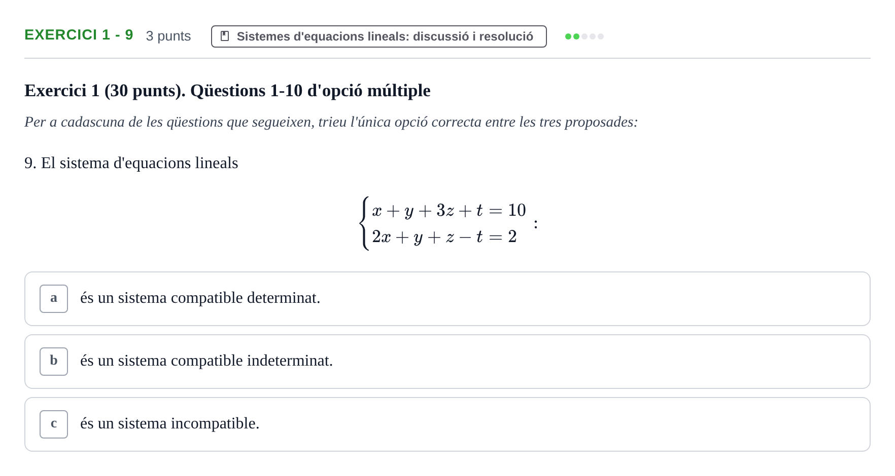 Enunciado: Exercici 1 - 9 · Matemáticas I URV 2018