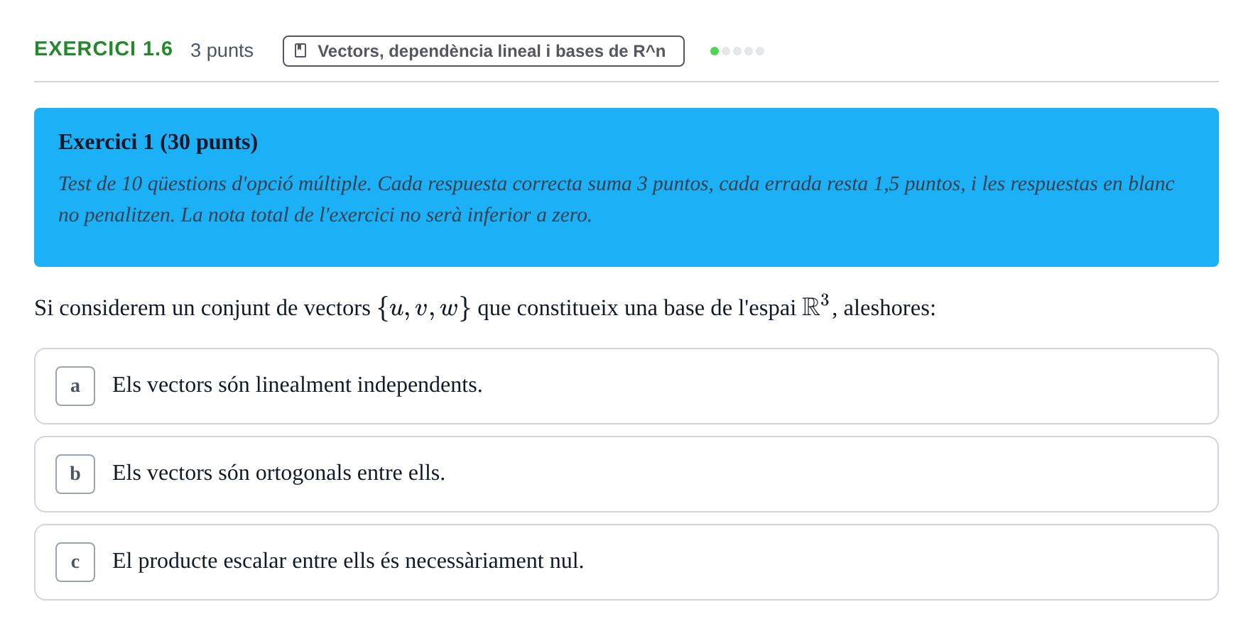 Enunciado: Exercici 1.6 · Matemáticas I URV 2017