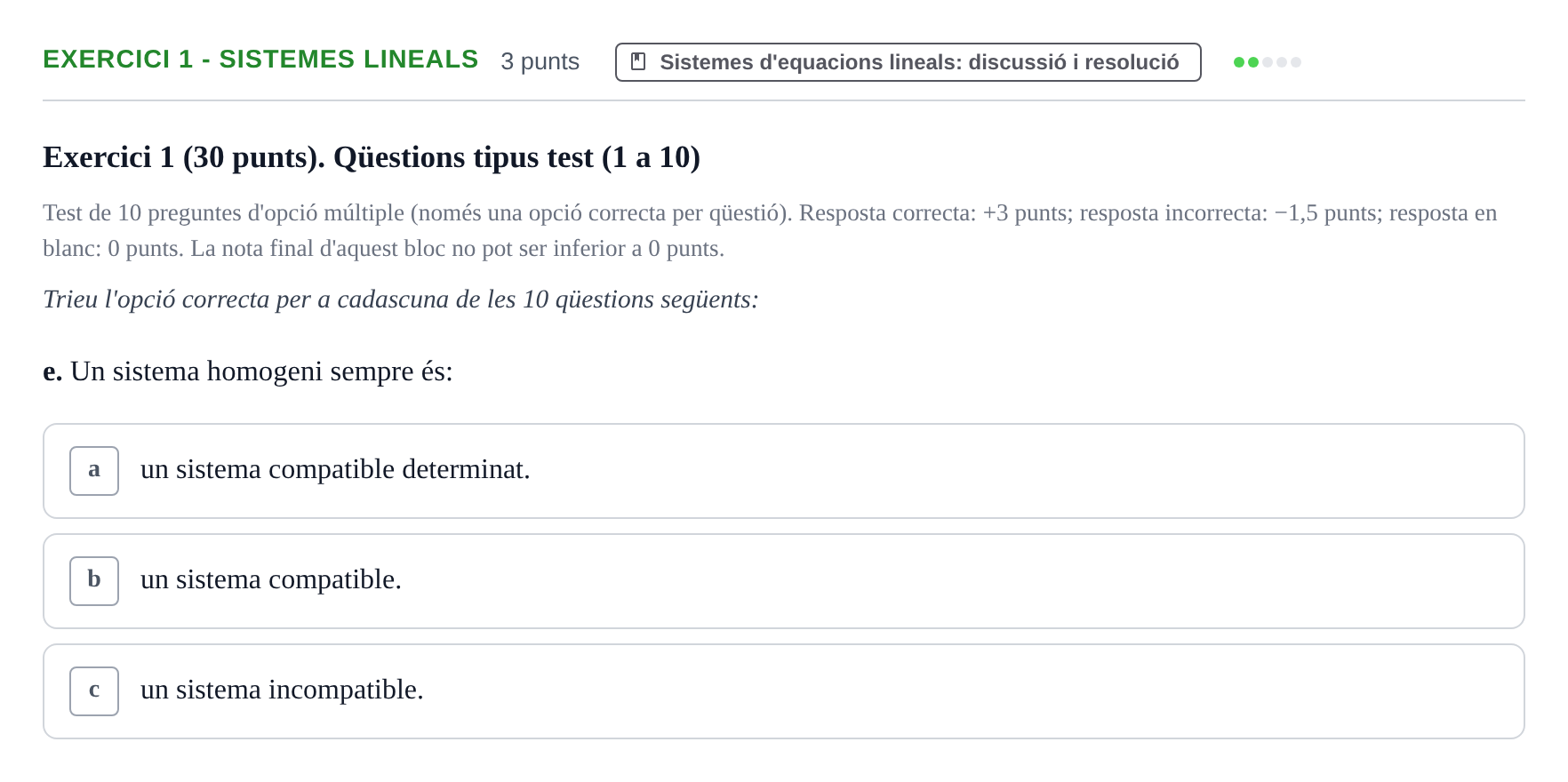 Enunciado: Exercici 1 - Sistemes lineals · Matemáticas I URV 2015