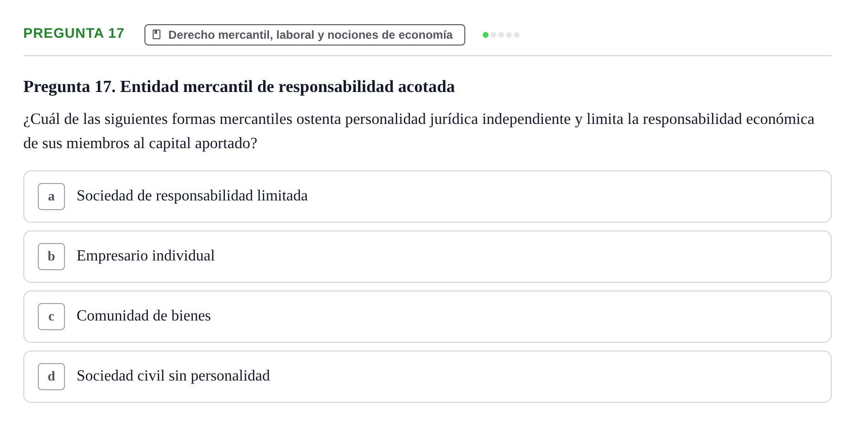 Enunciado: Pregunta 17