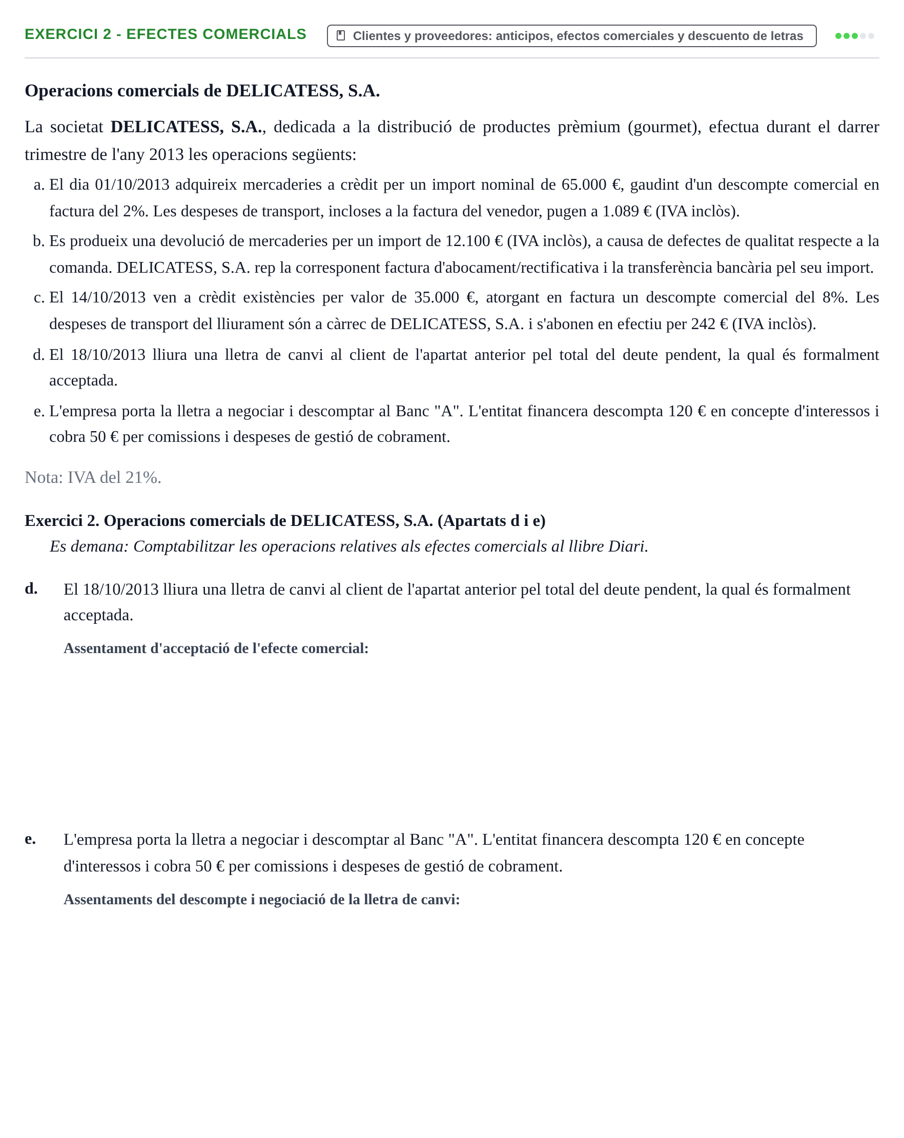 Enunciado: Exercici 2 - Efectes comercials · Introducción a la Contabilidad URV Exemples 2013