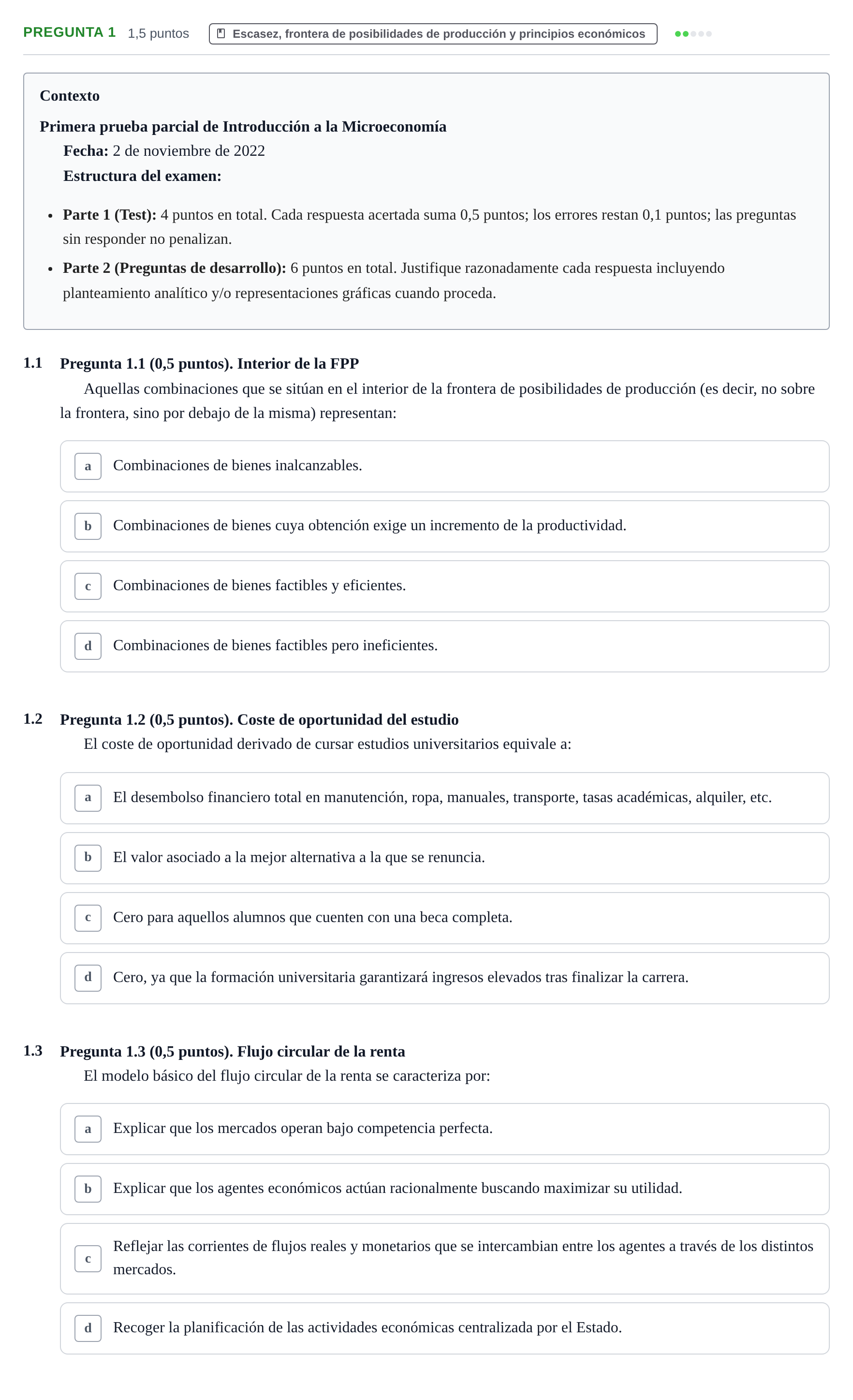 Enunciado: Pregunta 1 · Introducción a la Microeconomía URV 2022