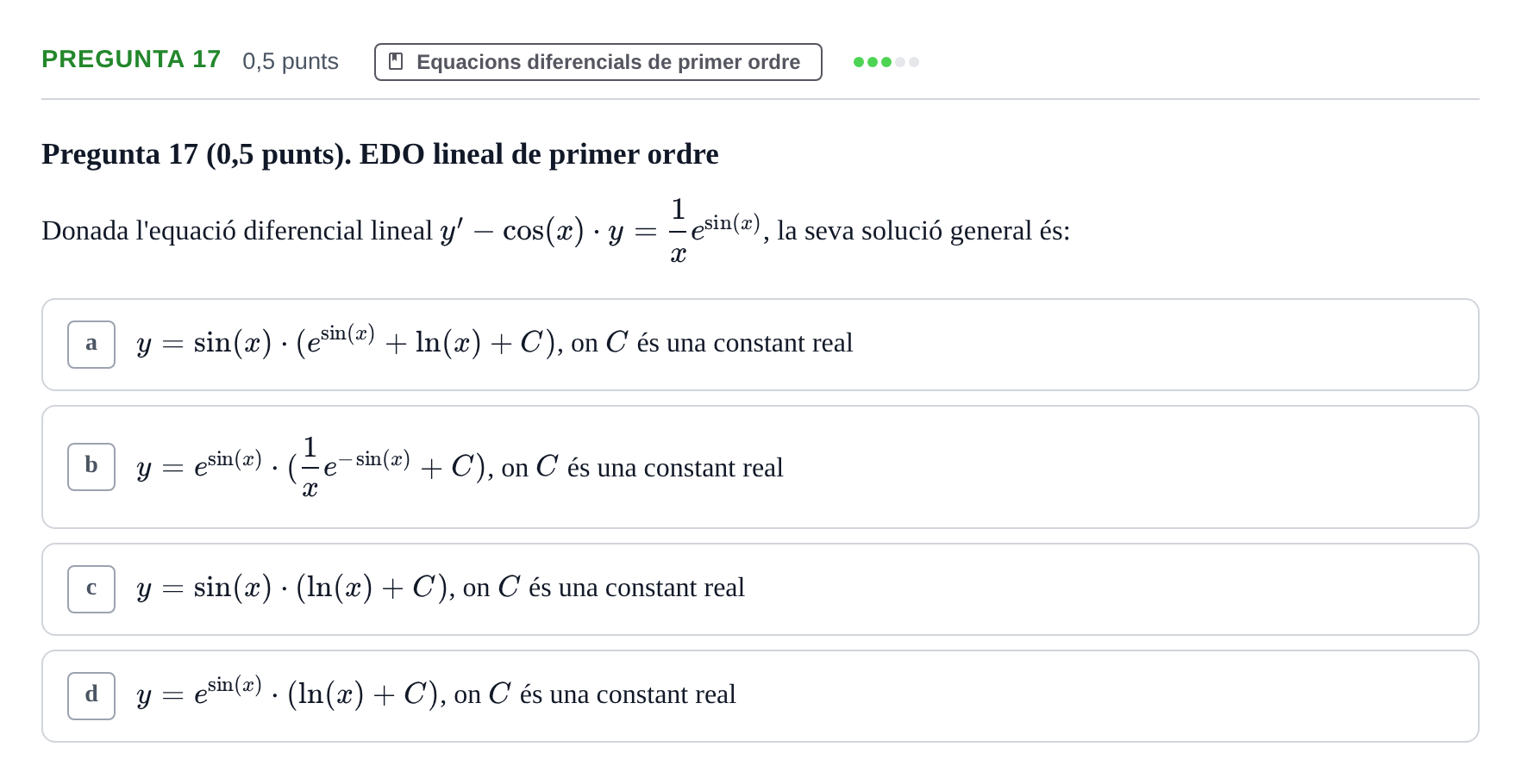Enunciado: Pregunta 17 · Matemàtiques Ii UB 2021
