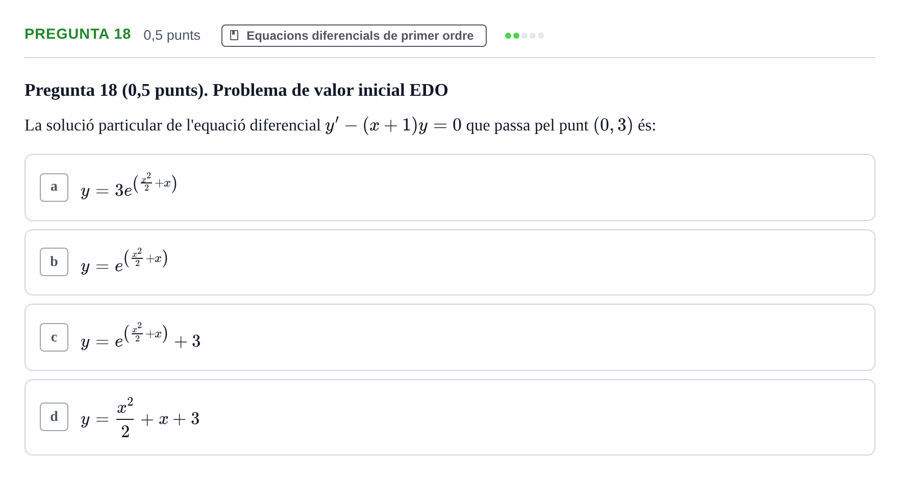 Enunciado: Pregunta 18 · Matemàtiques Ii UB 2021