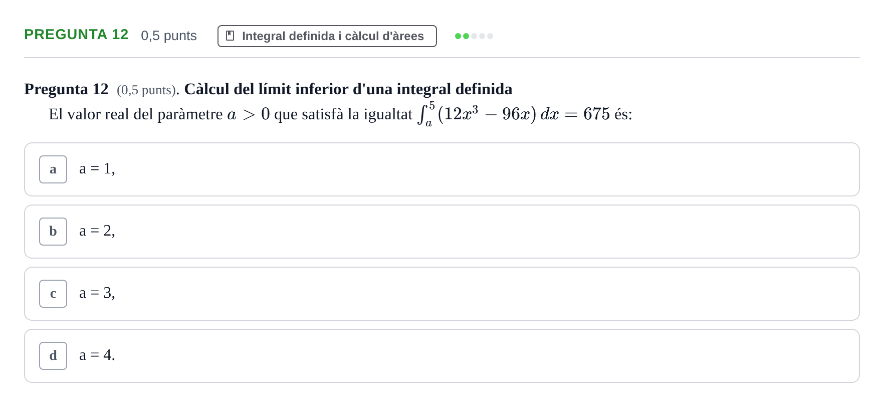 Enunciado: Pregunta 12 · Matemàtiques Ii UB Juny 2022