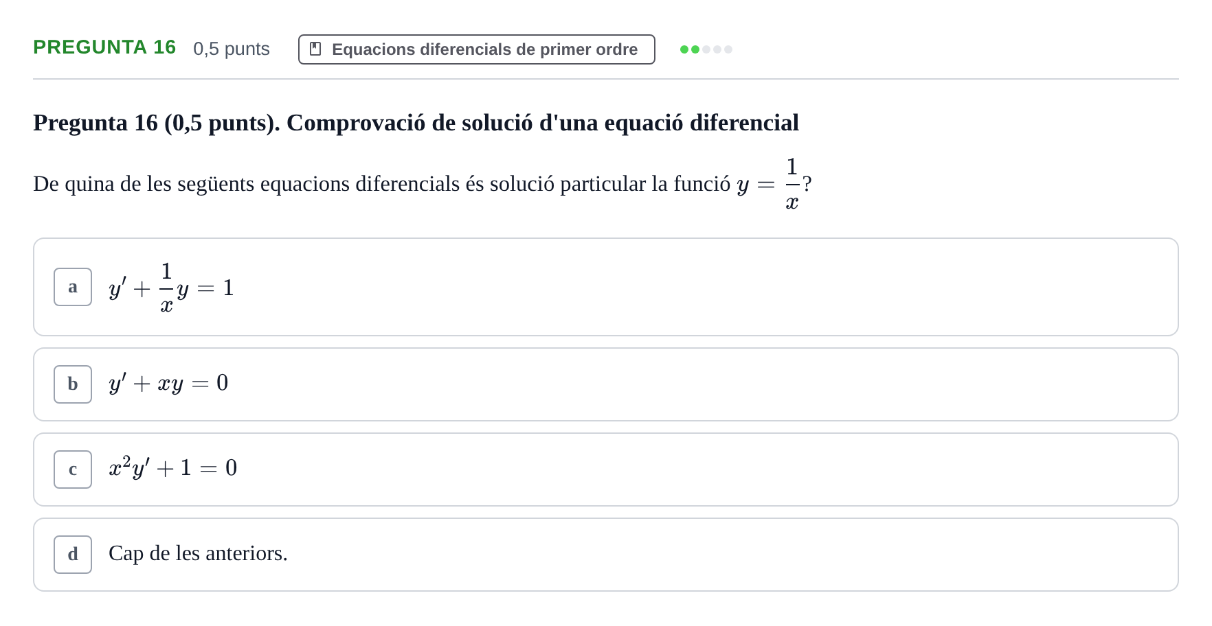 Enunciado: Pregunta 16 · Matemàtiques Ii UB Juny 2023