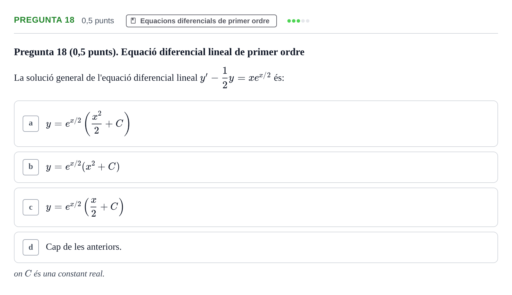 Enunciado: Pregunta 18 · Matemàtiques Ii UB Juny 2023