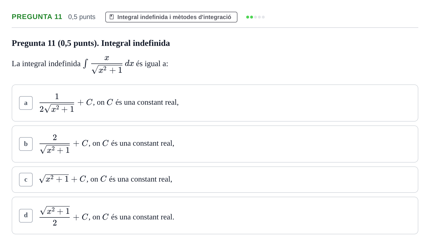 Enunciado: Pregunta 11 · Matemàtiques Ii UB Juny 2024