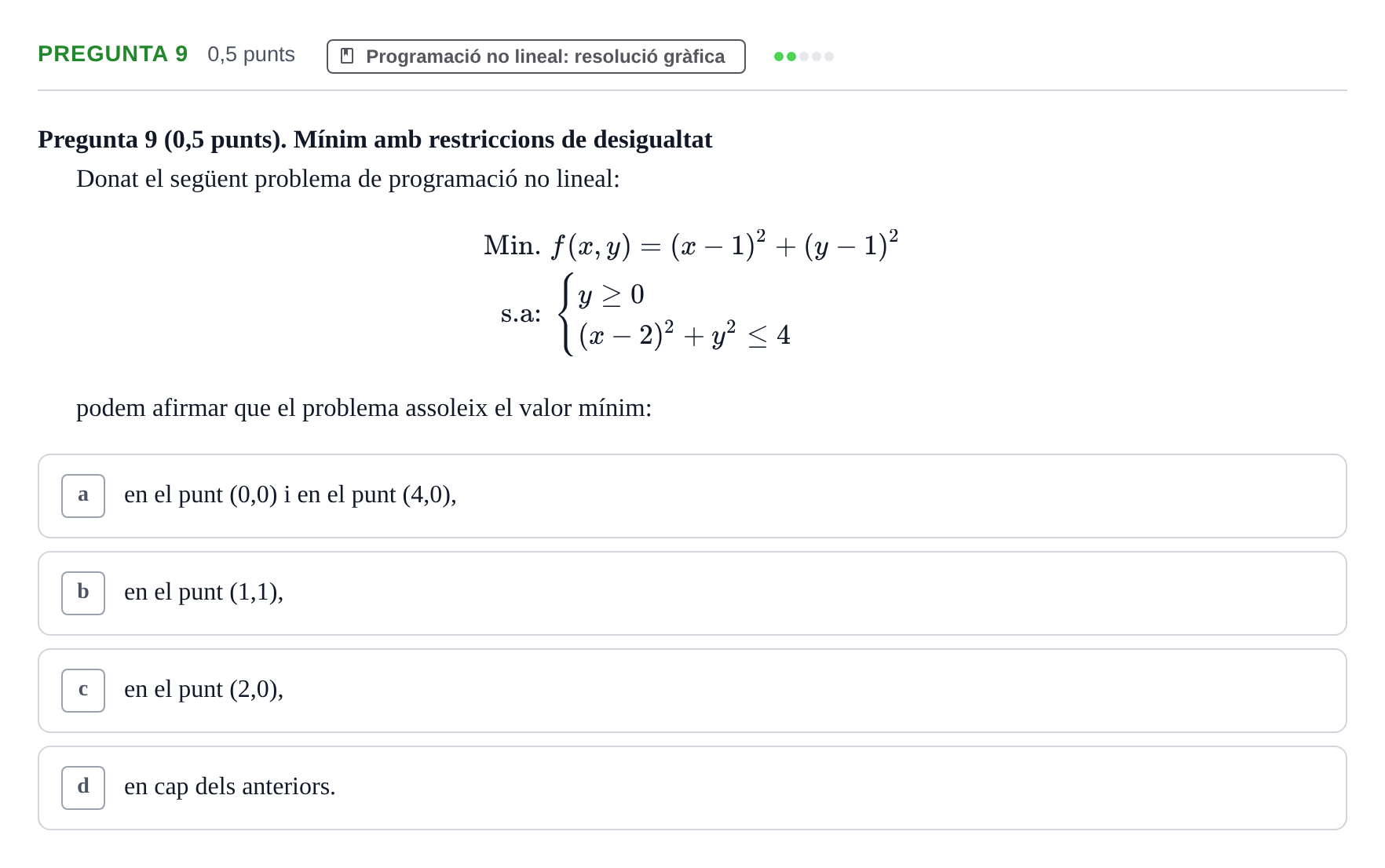 Enunciado: Pregunta 9 · Matemàtiques Ii UB Juny 2024