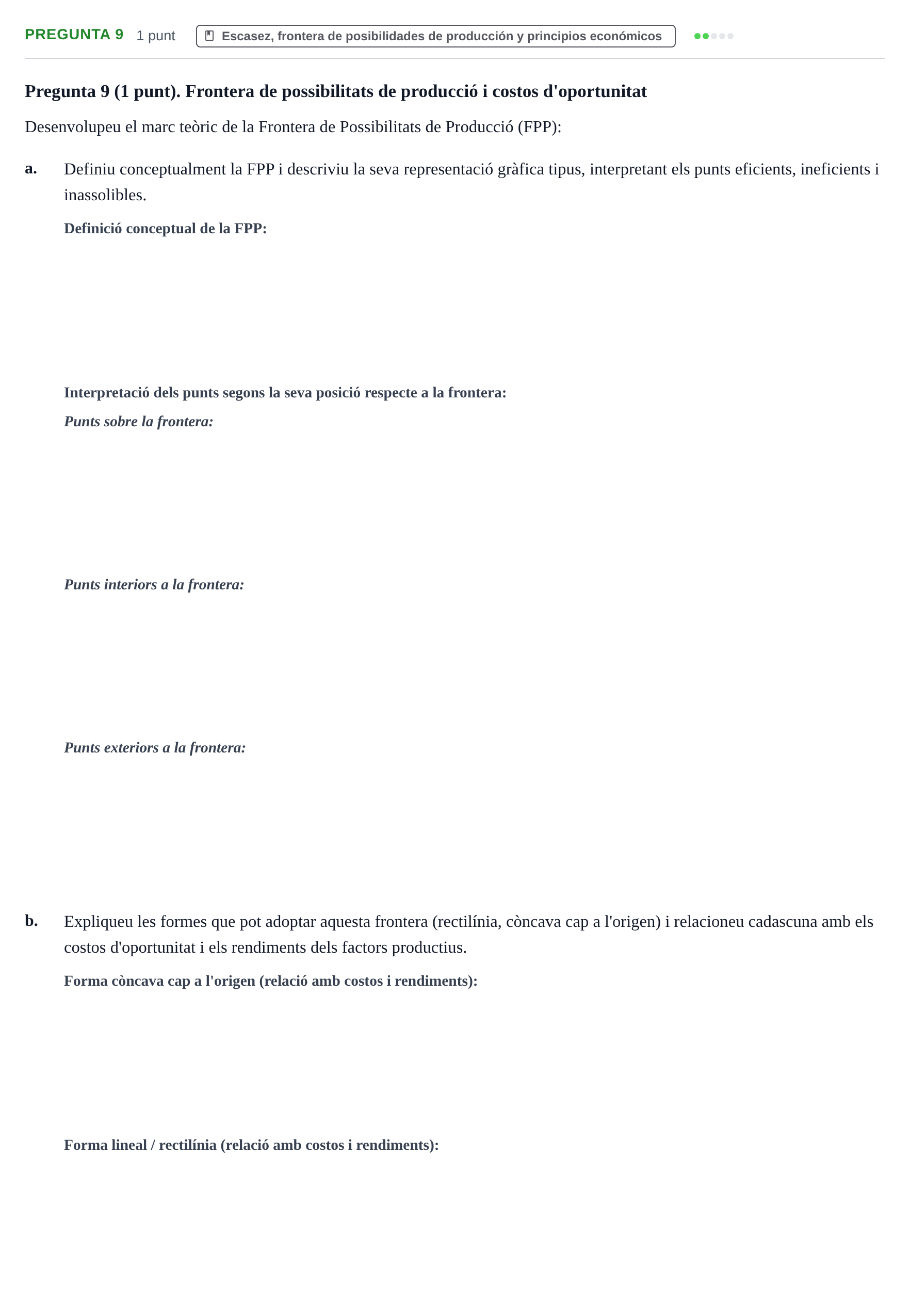 Enunciado: Pregunta 9 · Introducción a la Microeconomía URV 2019