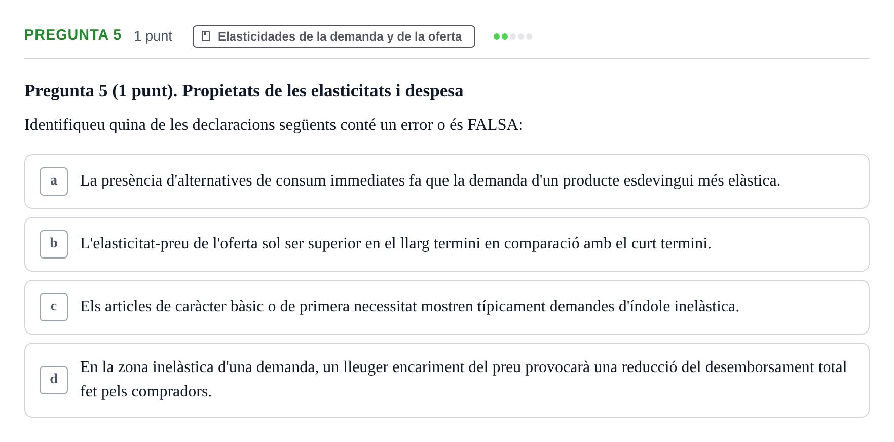 Enunciado: Pregunta 5 · Introducción a la Microeconomía URV Exemples
