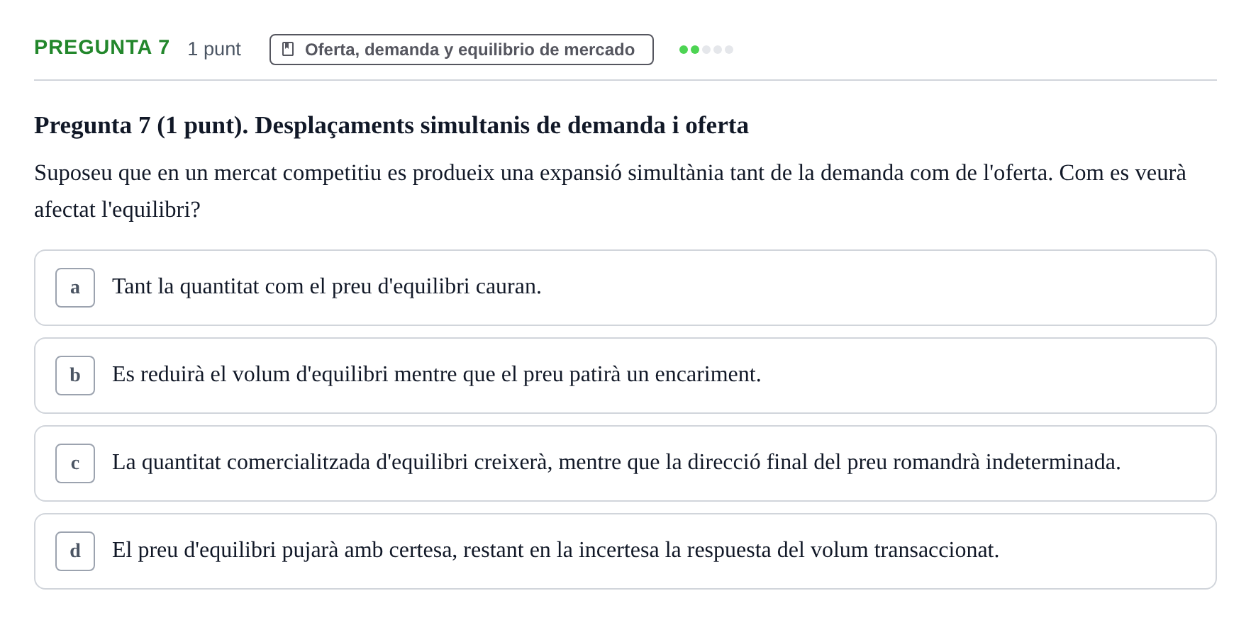 Enunciado: Pregunta 7 · Introducción a la Microeconomía URV Exemples