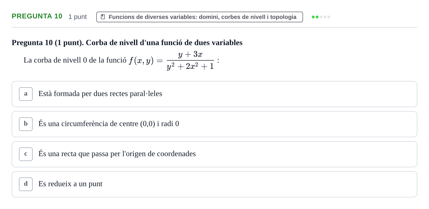 Enunciado: Pregunta 10 · Matemàtiques I UB 2024