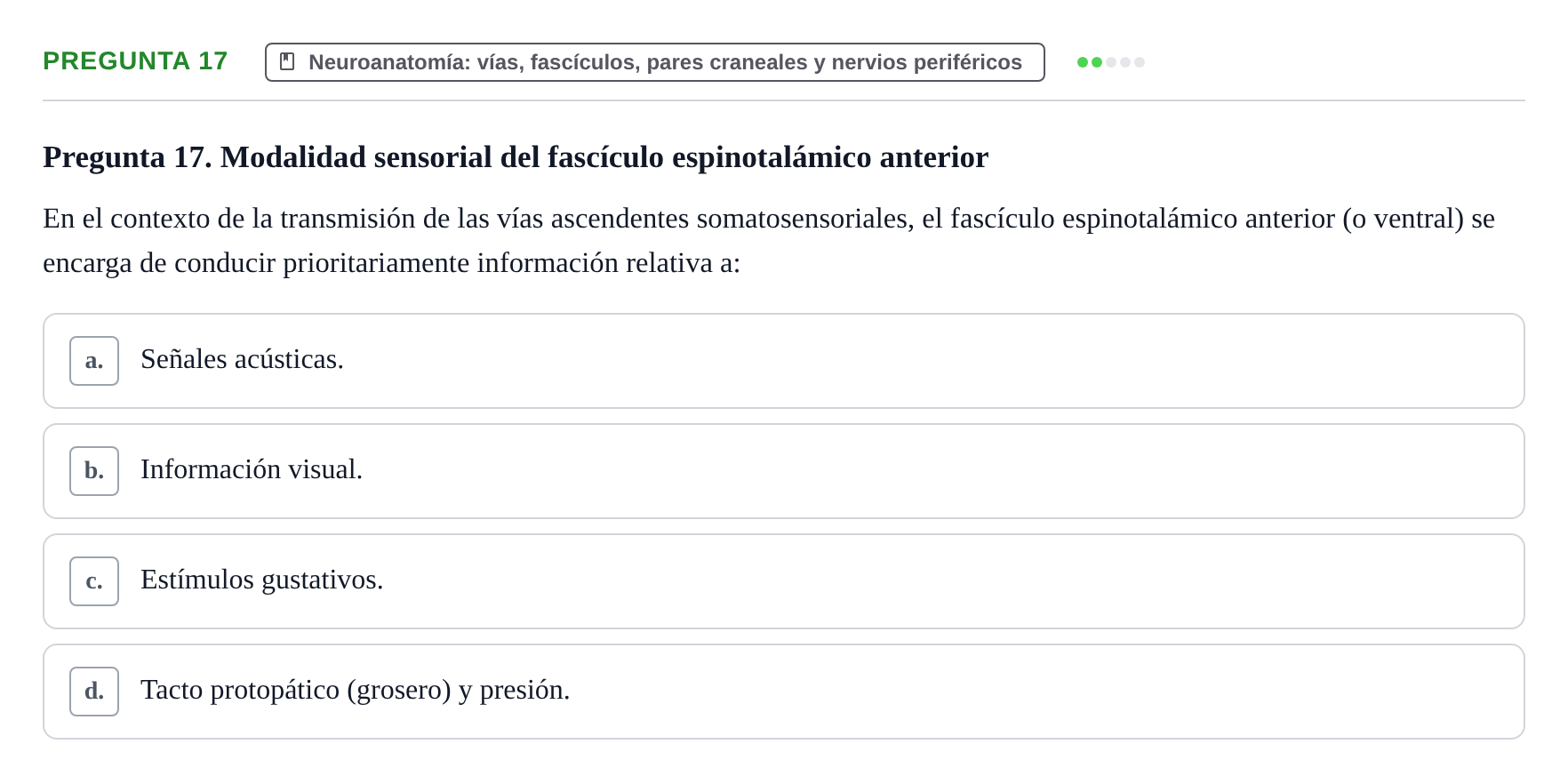 Enunciado: Pregunta 17