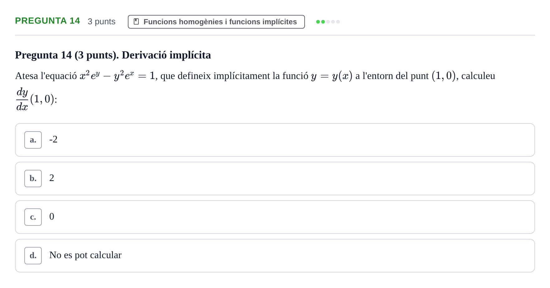 Enunciado: Pregunta 14 · Matemàtiques I UB 2017