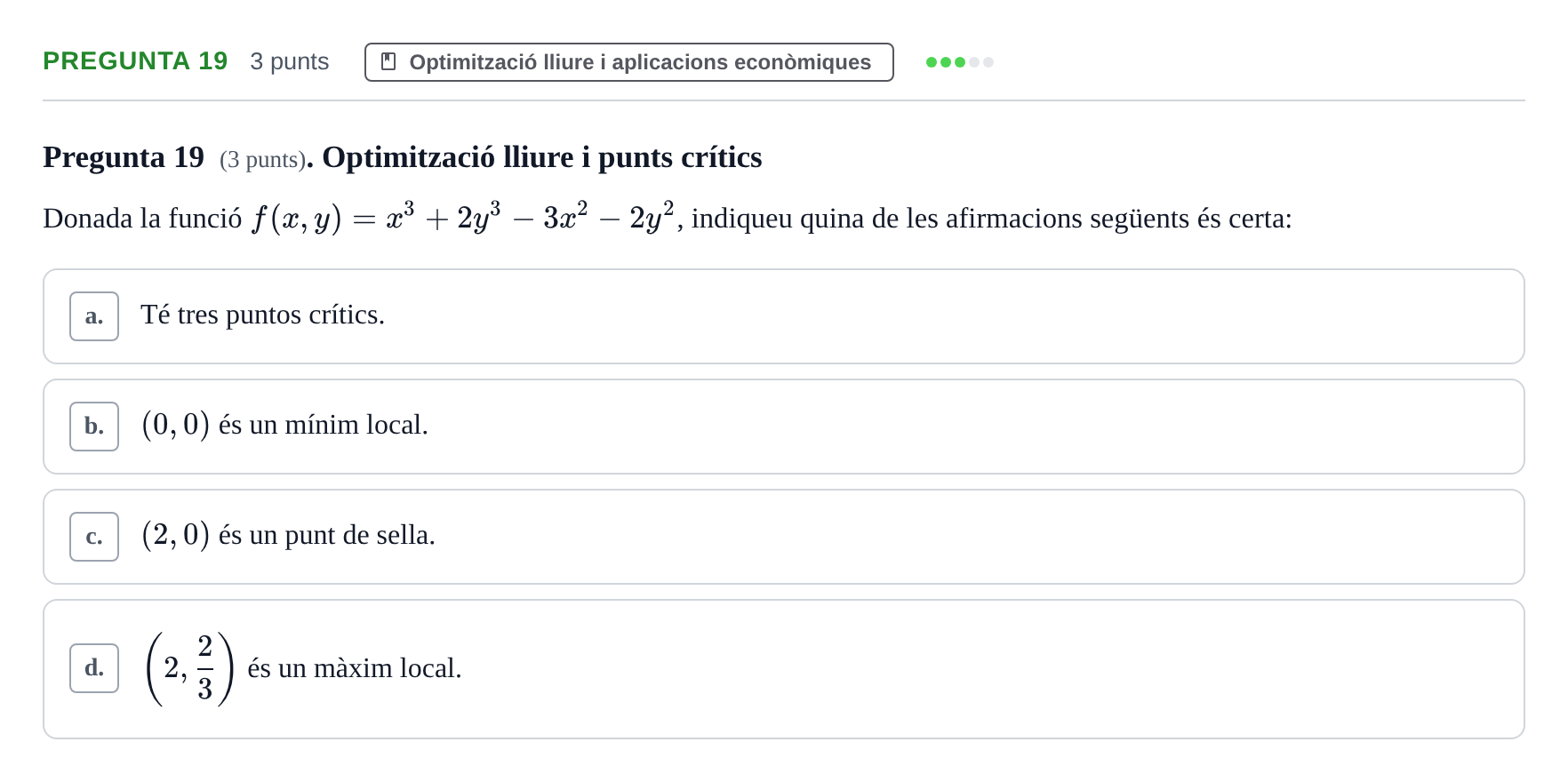 Enunciado: Pregunta 19 · Matemàtiques I UB 2017