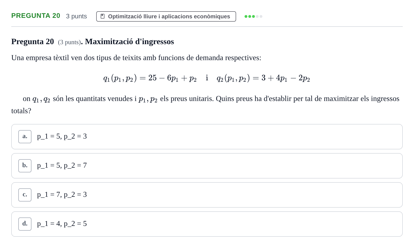 Enunciado: Pregunta 20 · Matemàtiques I UB 2017