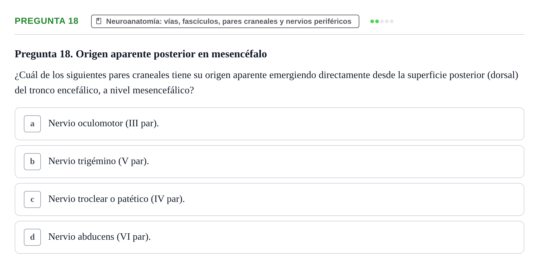 Enunciado: Pregunta 18
