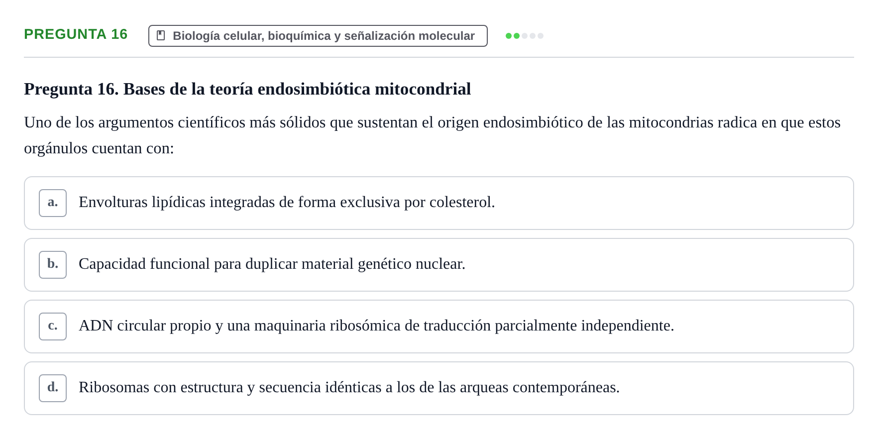 Enunciado: Pregunta 16