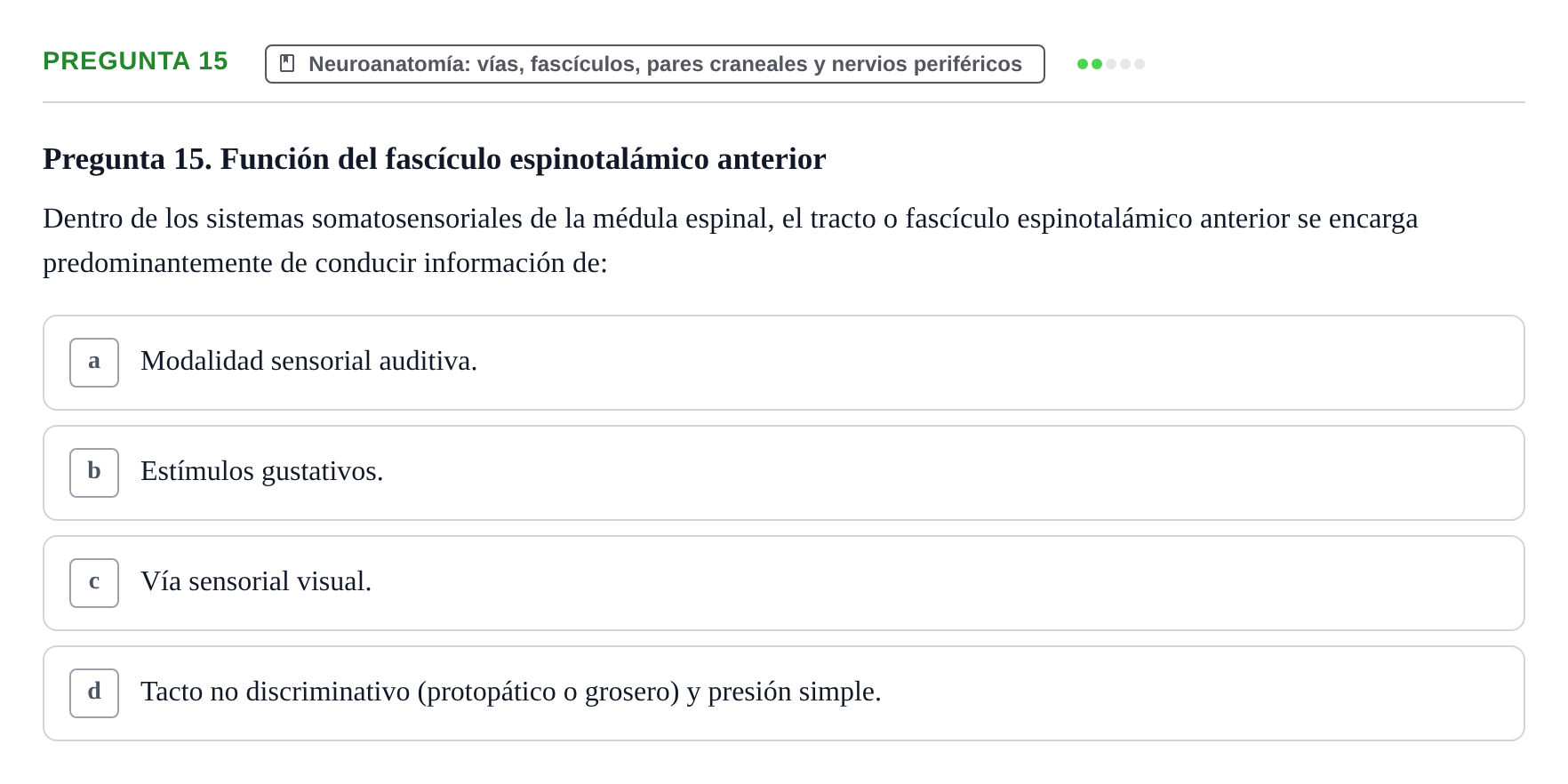 Enunciado: Pregunta 15