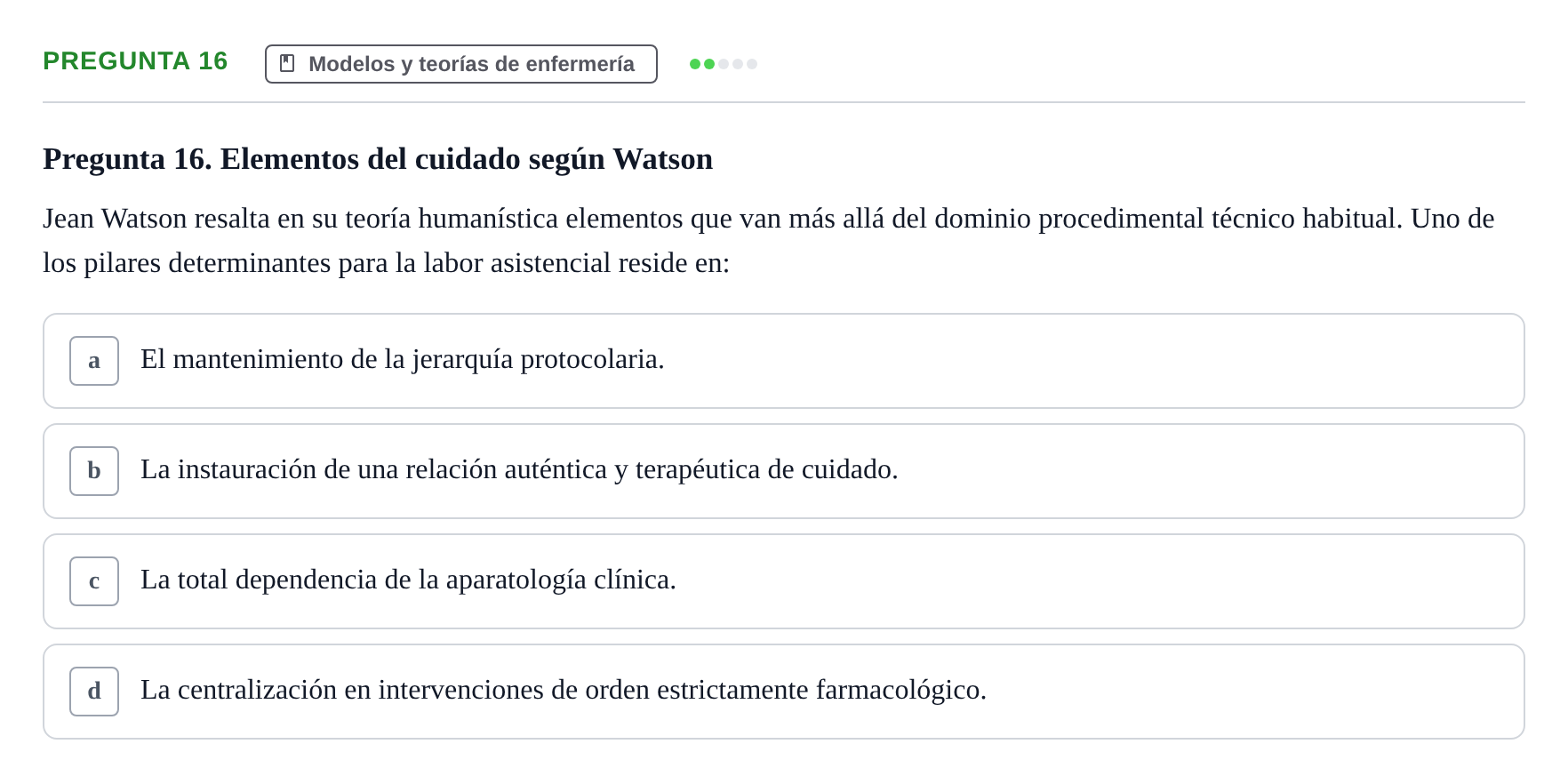 Enunciado: Pregunta 16
