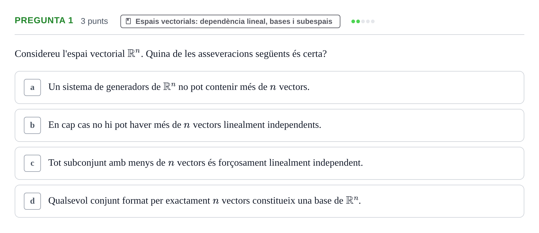 Enunciado: Pregunta 1 · Matemàtiques I UB 2018