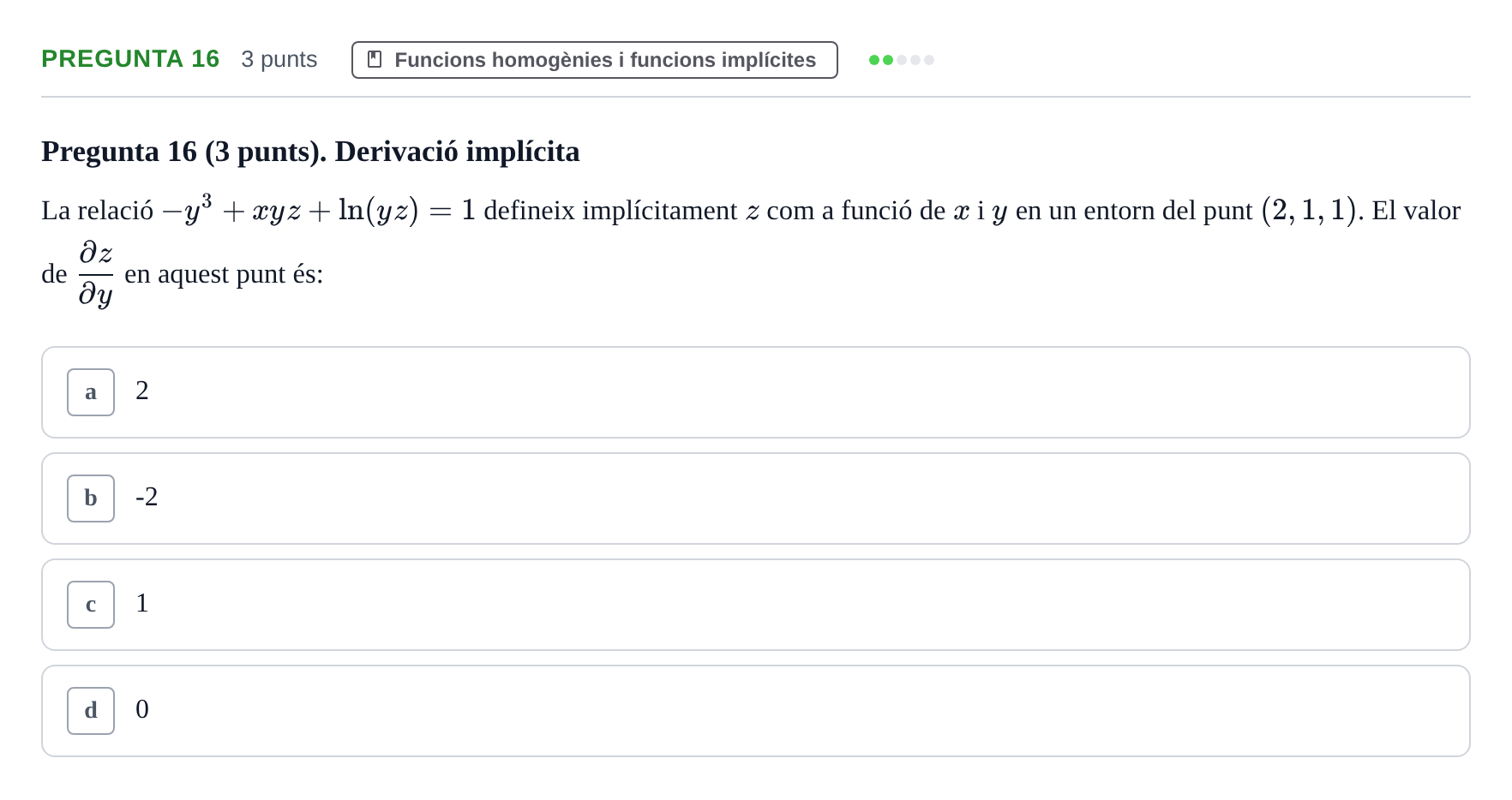 Enunciado: Pregunta 16 · Matemàtiques I UB 2016