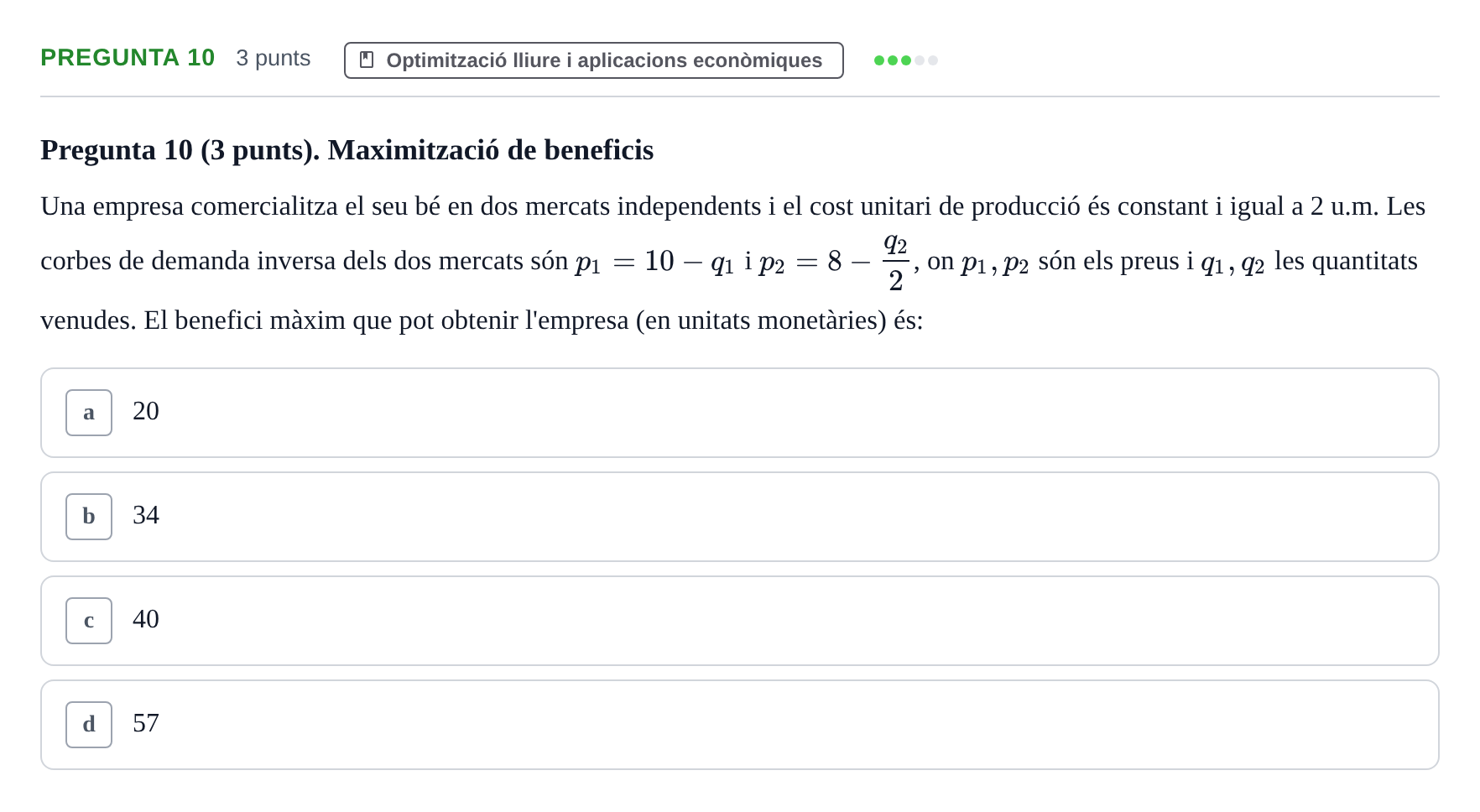 Enunciado: Pregunta 10 · Matemàtiques I UB 2018