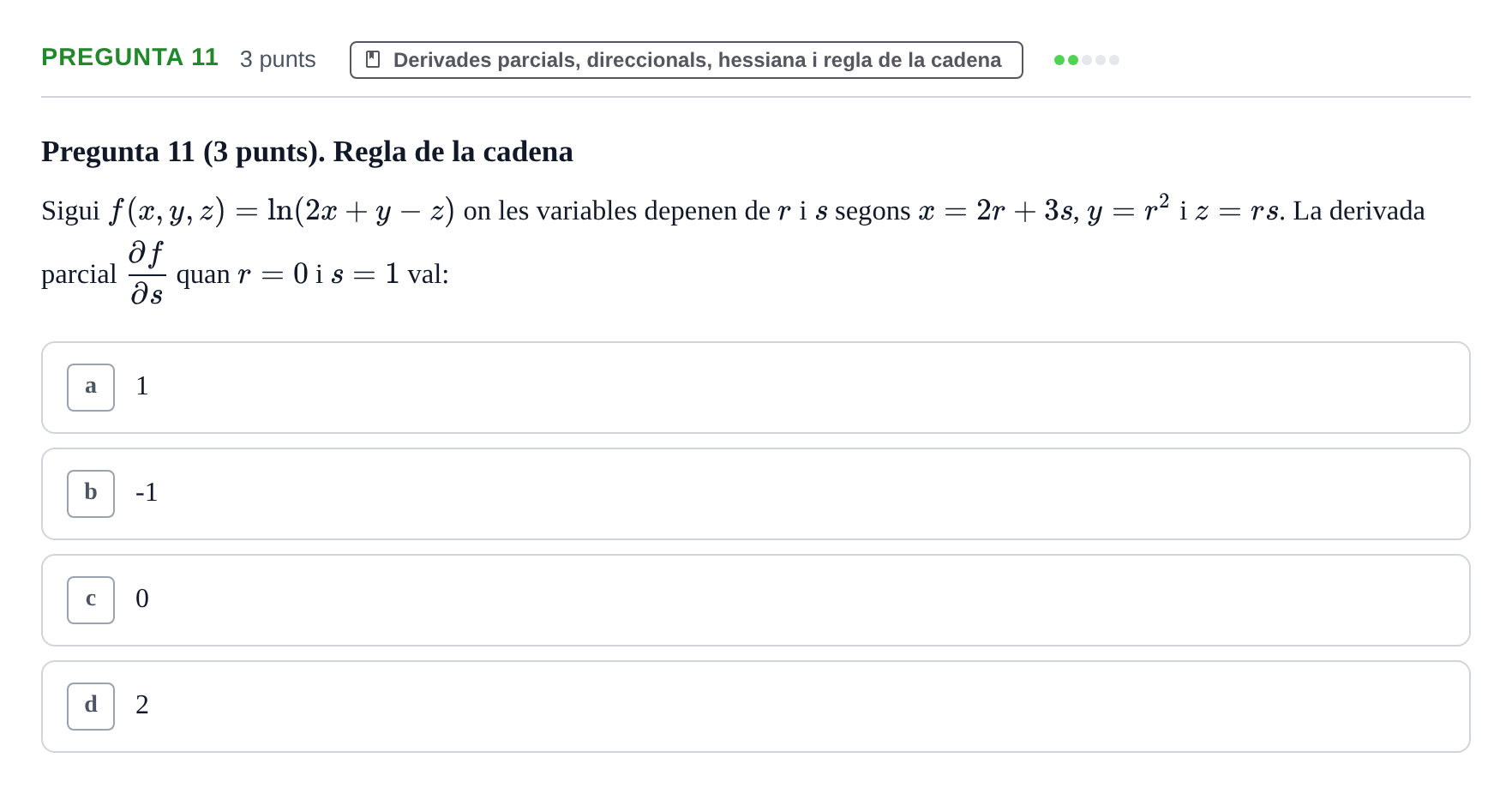 Enunciado: Pregunta 11 · Matemàtiques I UB 2018