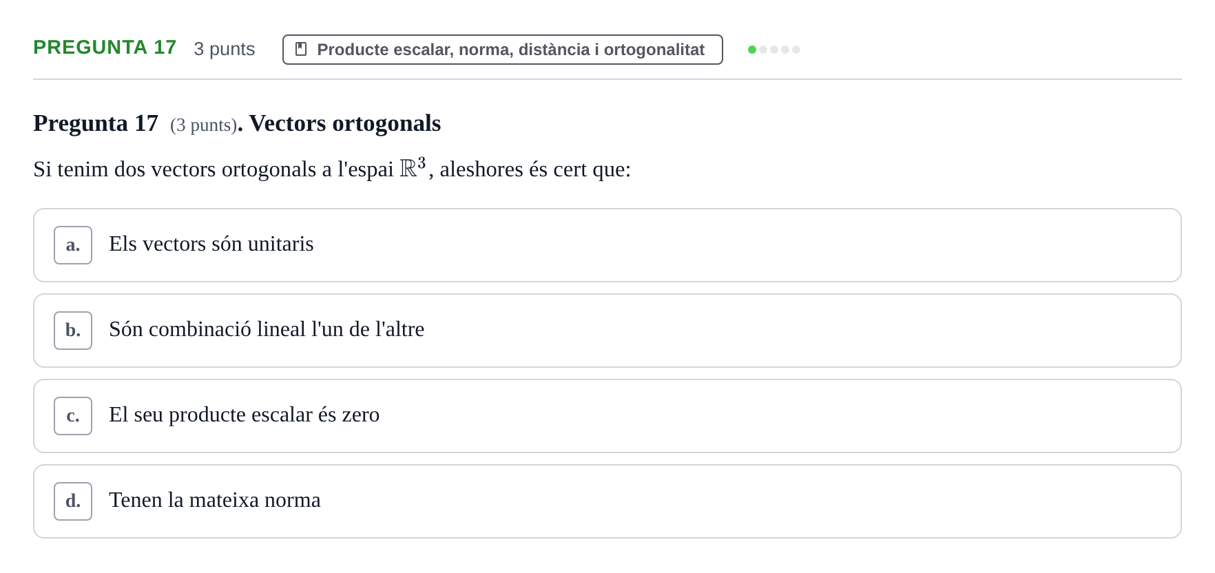 Enunciado: Pregunta 17 · Matemàtiques I UB 2018