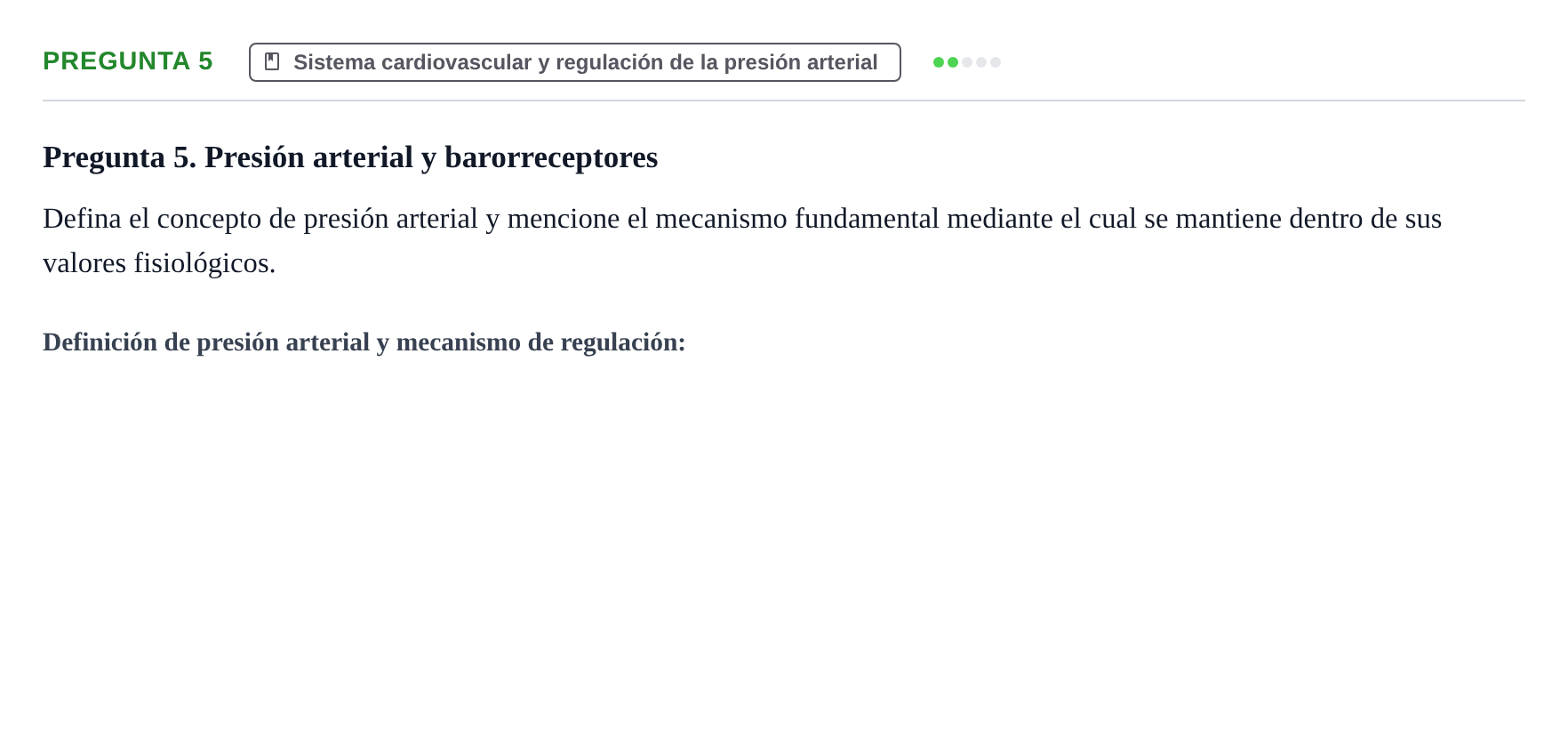 Enunciado: Pregunta 5 · Fisiología Humana URV Examen de Repaso: Fisiología del Sistema Cardiovascular
