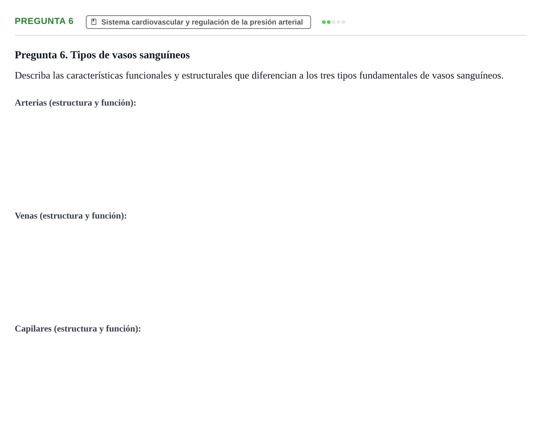 Enunciado: Pregunta 6 · Fisiología Humana URV Examen de Repaso: Fisiología del Sistema Cardiovascular