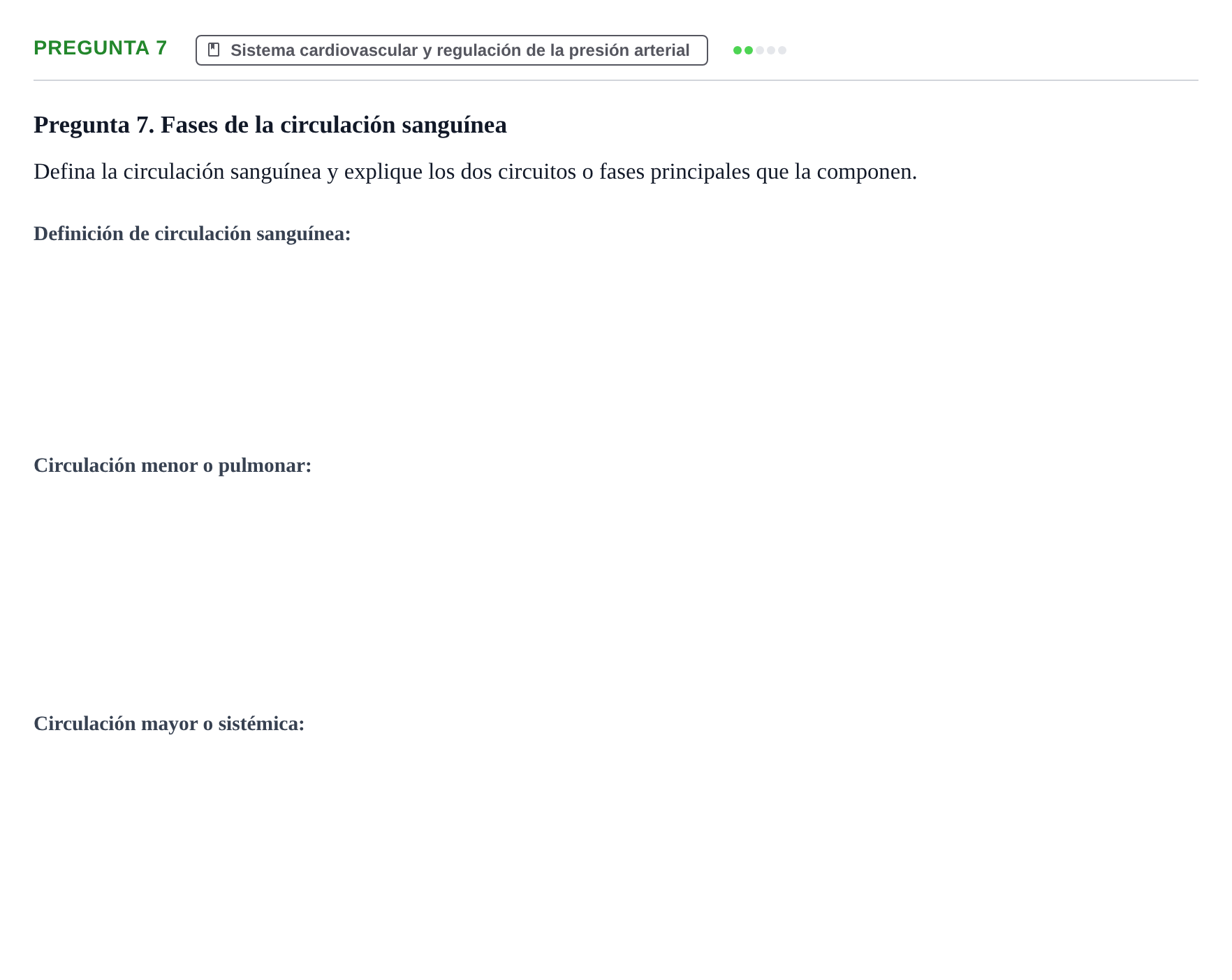 Enunciado: Pregunta 7 · Fisiología Humana URV Examen de Repaso: Fisiología del Sistema Cardiovascular