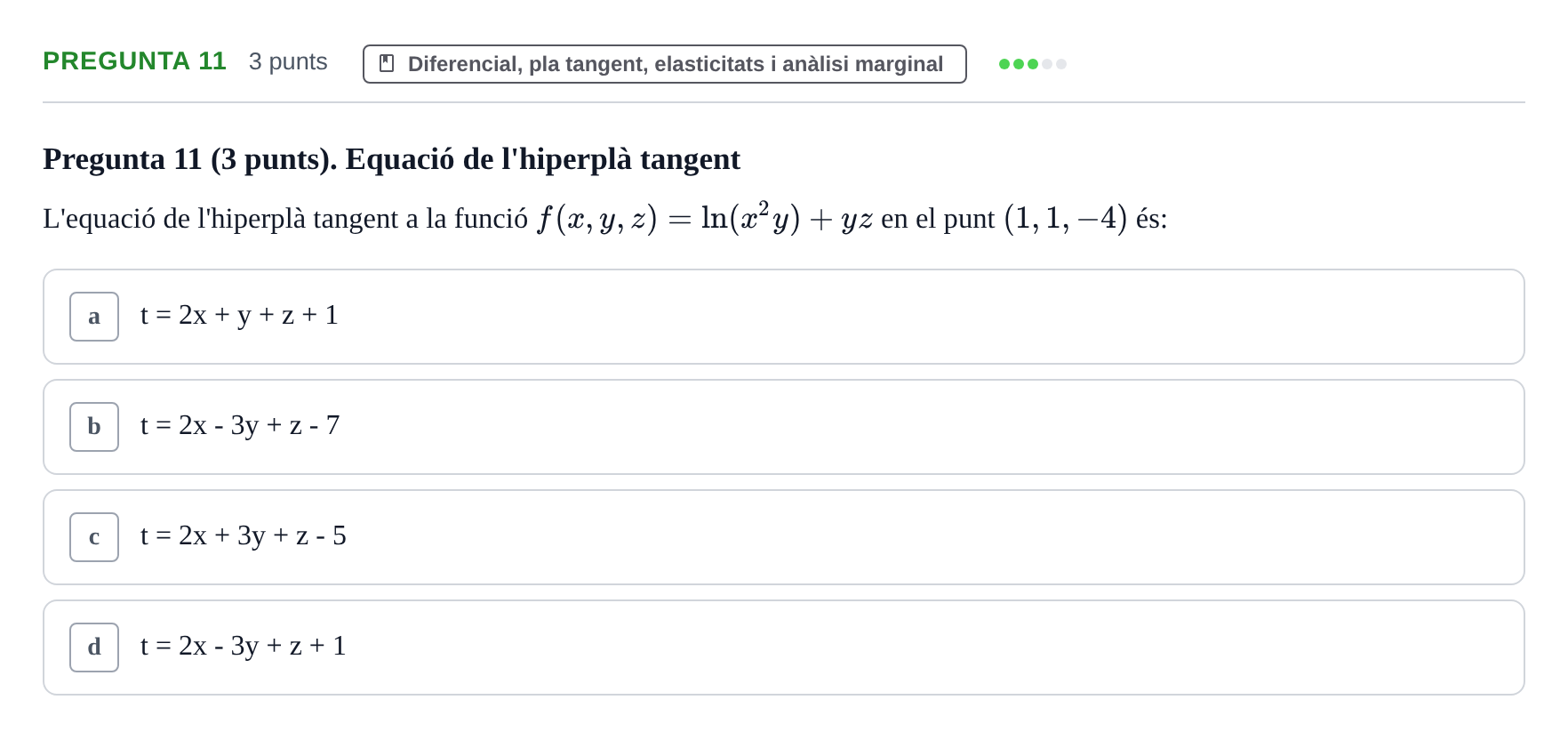 Enunciado: Pregunta 11 · Matemàtiques I UB 2015