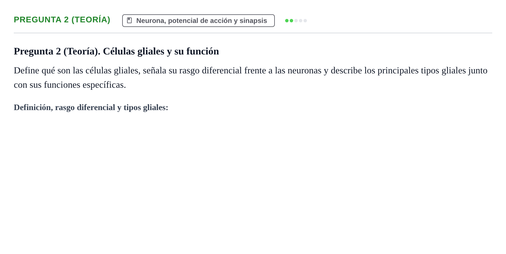 Enunciado: Pregunta 2 (Teoría) · Fisiología Humana URV Examen de repaso: Fisiología del Sistema Nervioso