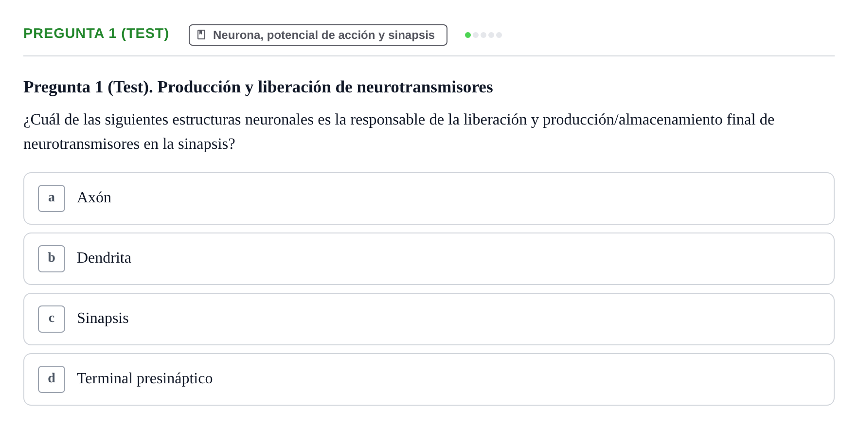 Enunciado: Pregunta 1 (Test) · Fisiología Humana URV Examen de repaso: Fisiología del Sistema Nervioso