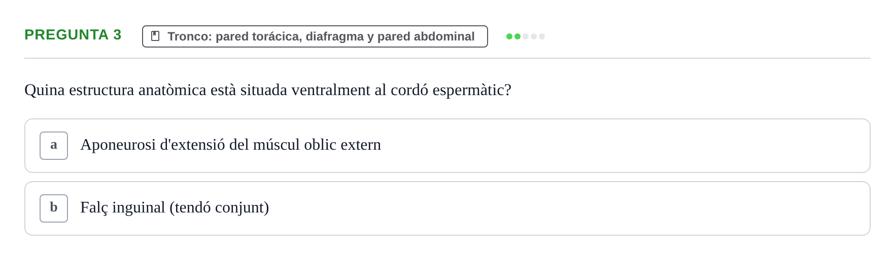 Enunciado: Pregunta 3 · Anatomía Funcional y Embriología del Aparato Locomotor UB 2015