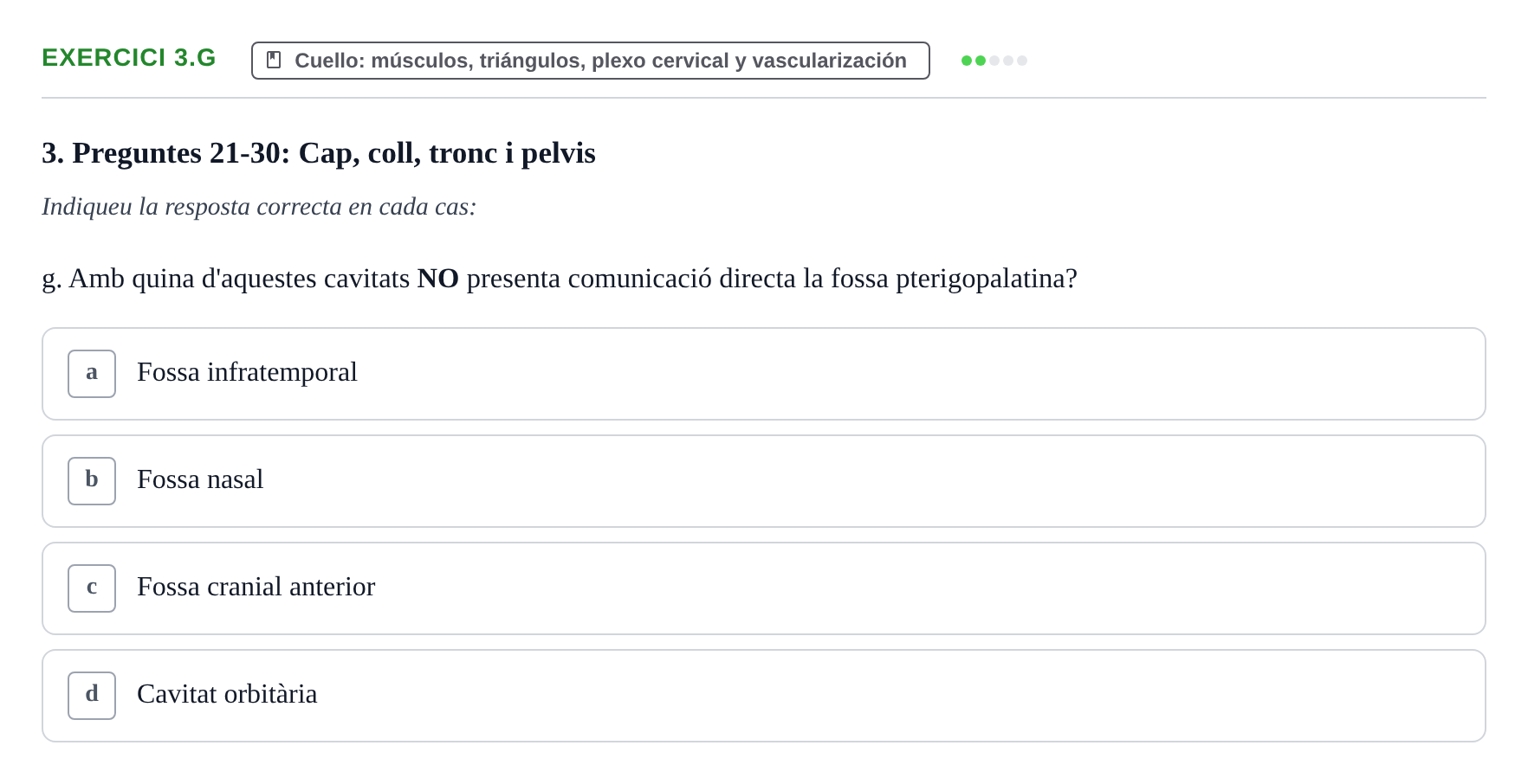 Enunciado: Ejercicio 3.g · Anatomía Funcional y Embriología del Aparato Locomotor UB Juny 2013