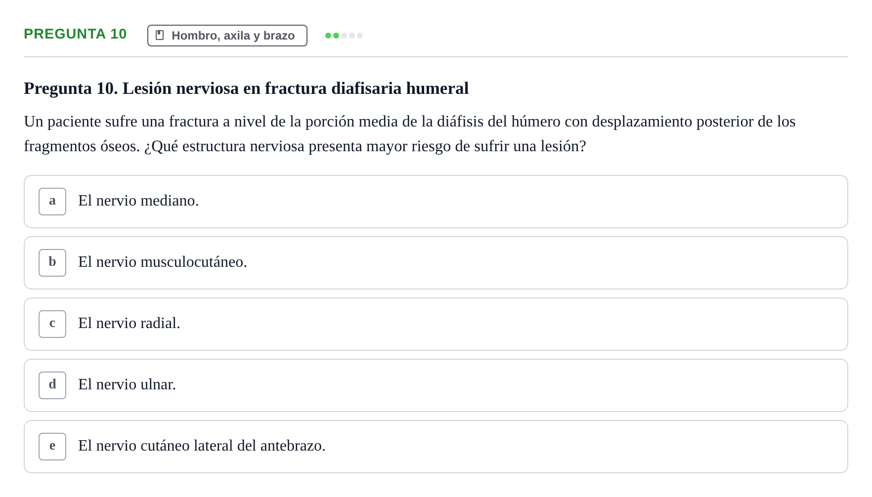 Enunciado: Pregunta 10 · Anatomía General y del Aparato Locomotor URV 2024